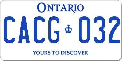 ON license plate CACG032