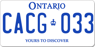 ON license plate CACG033