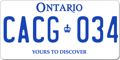 ON license plate CACG034