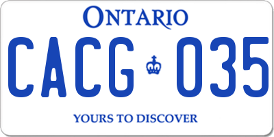 ON license plate CACG035