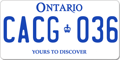 ON license plate CACG036