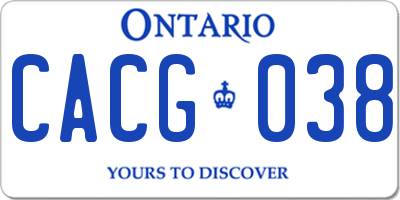 ON license plate CACG038