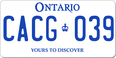 ON license plate CACG039