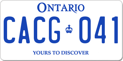 ON license plate CACG041