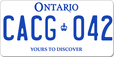 ON license plate CACG042