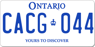 ON license plate CACG044