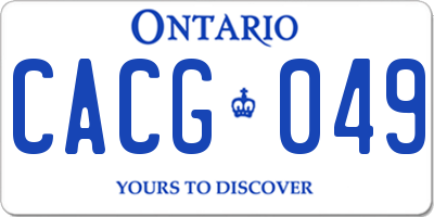 ON license plate CACG049