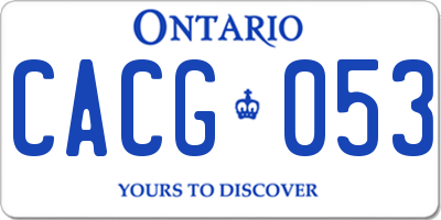 ON license plate CACG053