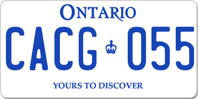 ON license plate CACG055