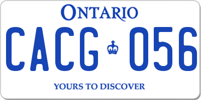 ON license plate CACG056