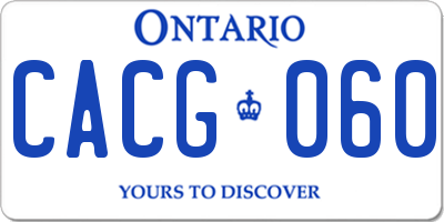 ON license plate CACG060