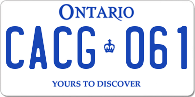 ON license plate CACG061