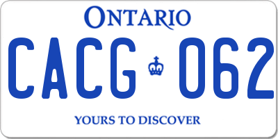 ON license plate CACG062