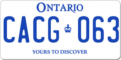 ON license plate CACG063