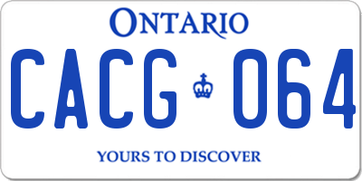 ON license plate CACG064