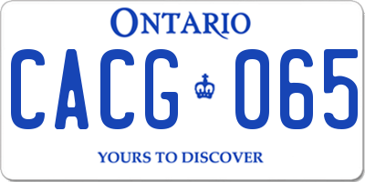 ON license plate CACG065