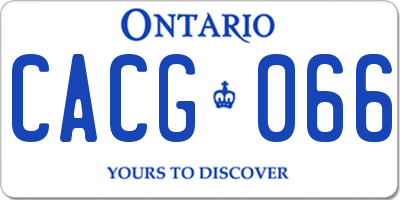 ON license plate CACG066