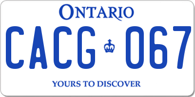 ON license plate CACG067