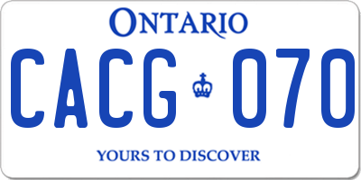 ON license plate CACG070