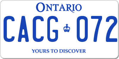 ON license plate CACG072