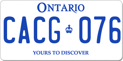 ON license plate CACG076