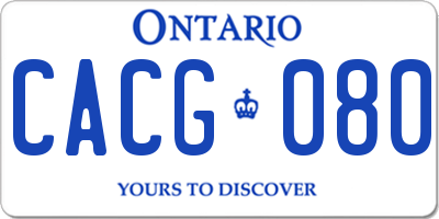 ON license plate CACG080