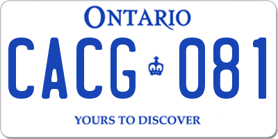 ON license plate CACG081