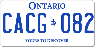 ON license plate CACG082