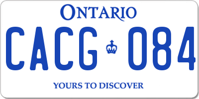 ON license plate CACG084