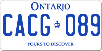 ON license plate CACG089