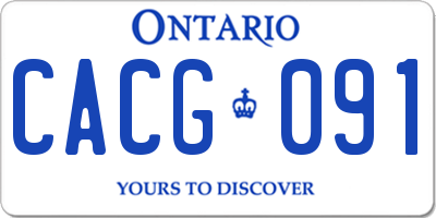 ON license plate CACG091