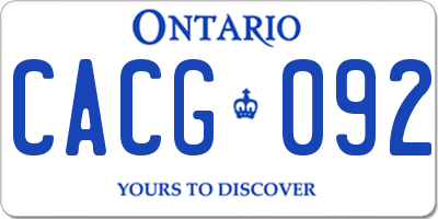 ON license plate CACG092