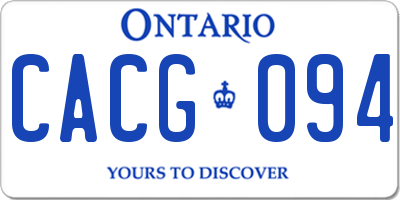 ON license plate CACG094