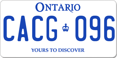 ON license plate CACG096