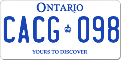 ON license plate CACG098