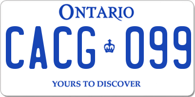 ON license plate CACG099