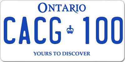 ON license plate CACG100