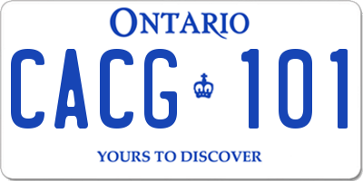 ON license plate CACG101