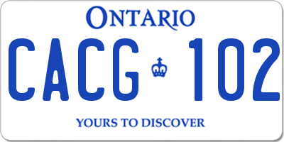 ON license plate CACG102