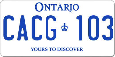 ON license plate CACG103