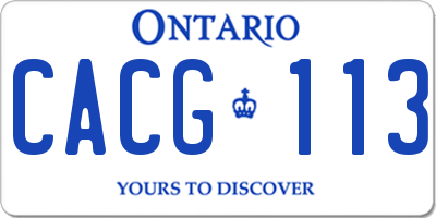 ON license plate CACG113