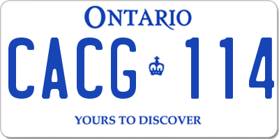 ON license plate CACG114