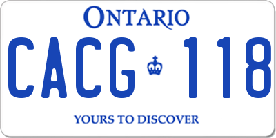 ON license plate CACG118