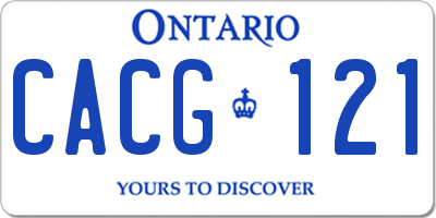 ON license plate CACG121