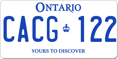 ON license plate CACG122