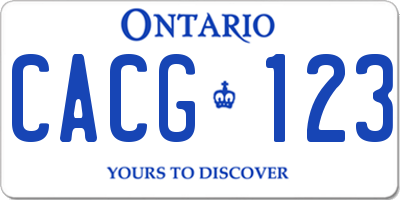 ON license plate CACG123