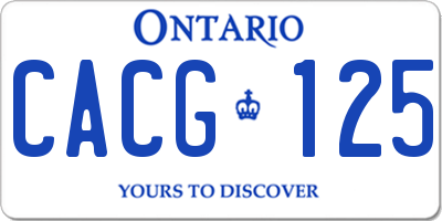 ON license plate CACG125