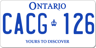 ON license plate CACG126