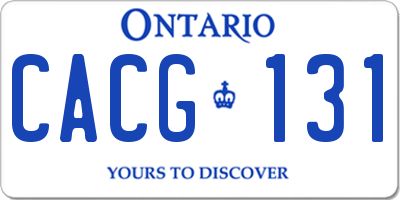 ON license plate CACG131