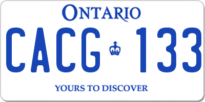 ON license plate CACG133